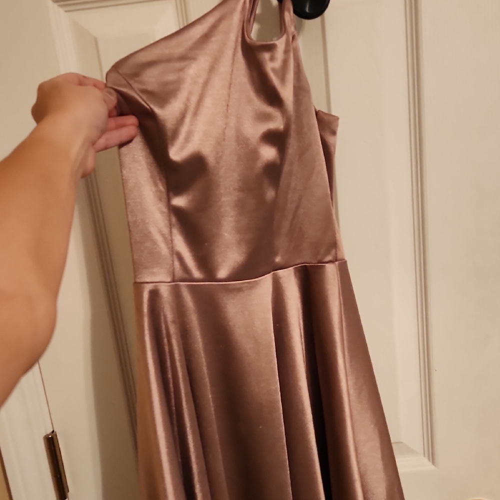 City Studio One Shoulder Dress in Bronze